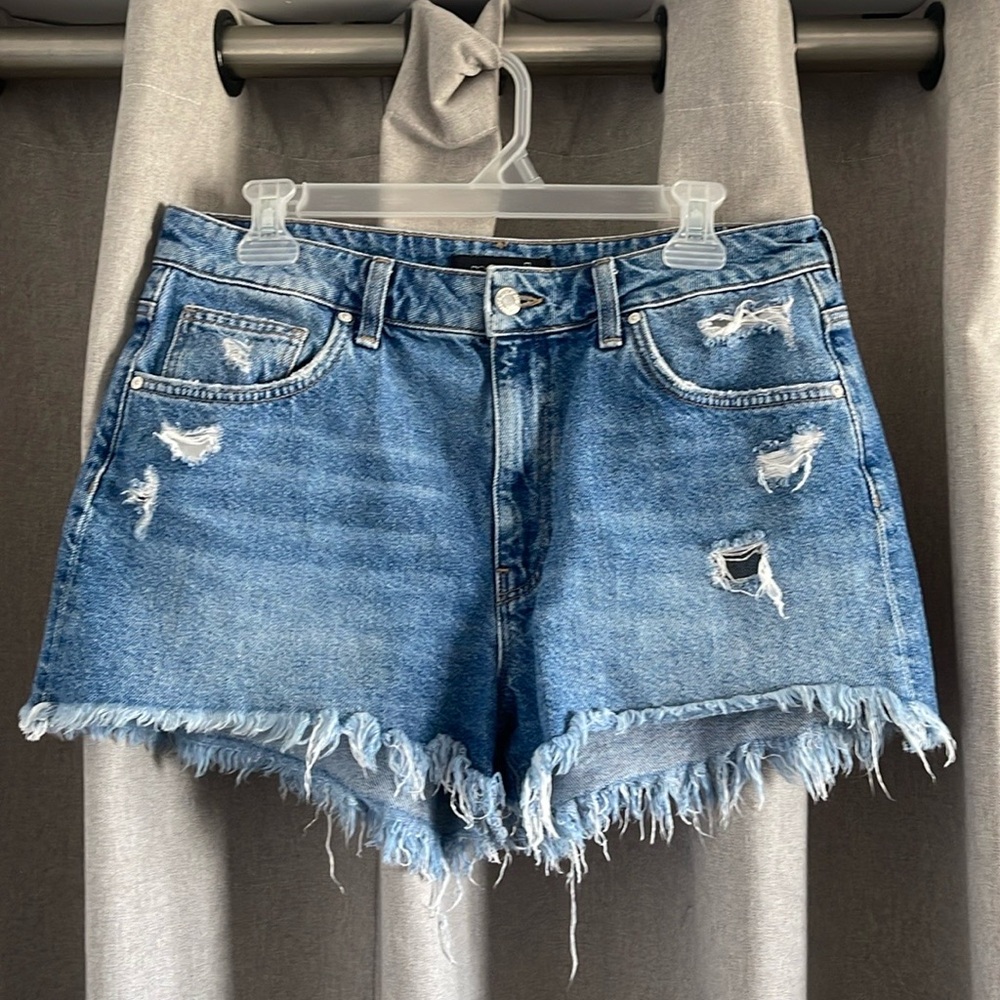 Distressed Blue Denim Shorts